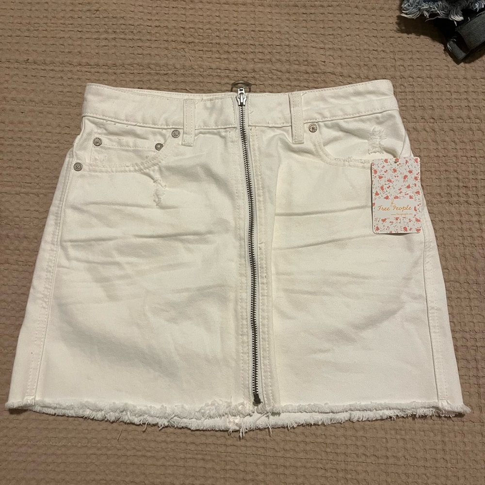 Free People White Denim Skirt
